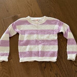 Cat & Jack Kids Striped Sweater Lavender & White hole details